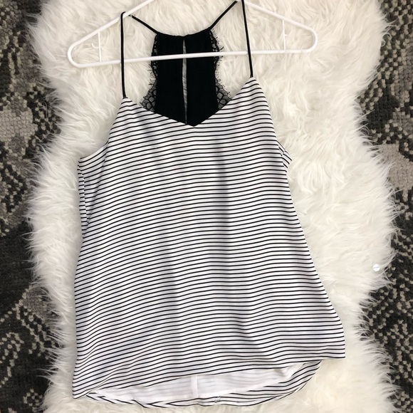 Striped tank with lace keyhole - Picture 1 of 2